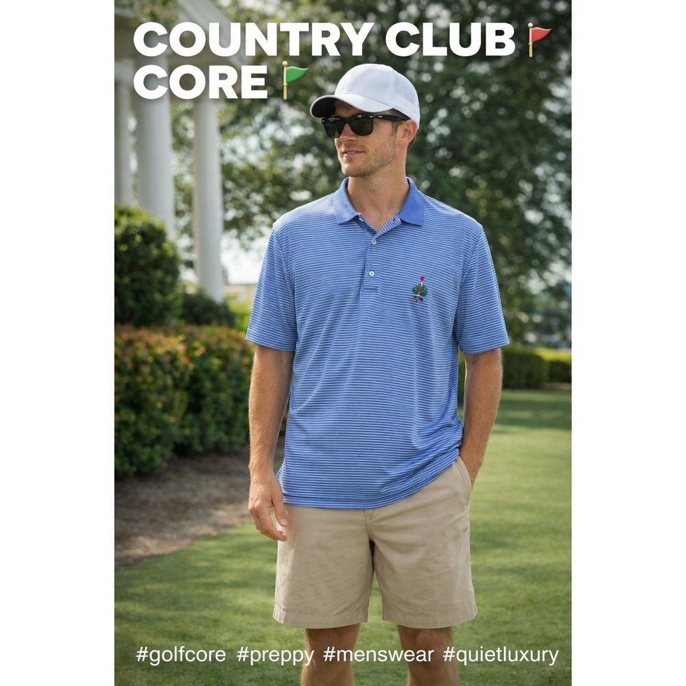 Fairway & Greene F&G Tech Golf Polo Blue Stripe XL Performance Preppy Club Shirt